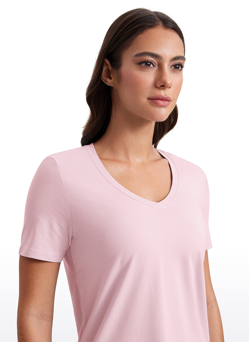 Pima Cotton Pro V Neck Short Sleeve