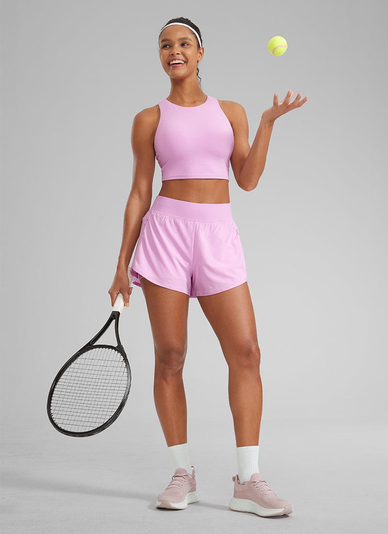 Feathery-Fit Soft 2 in 1 Zip Pocket Short 3"