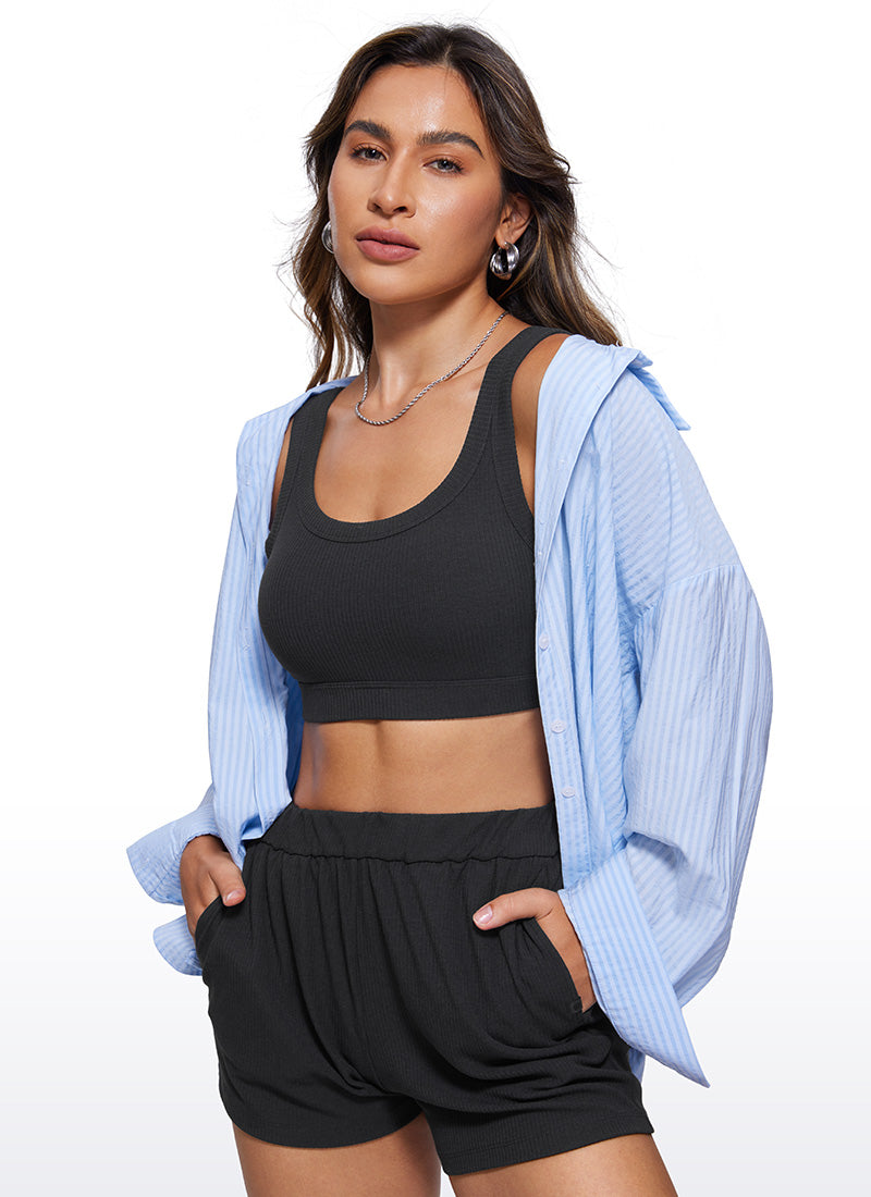 Ribbed U Back Sports Bra
