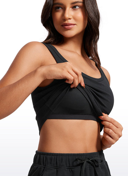 Ribbed U Neck Built in Bra Tank