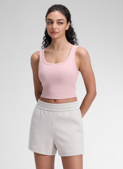 Ribbed U Neck Built in Bra Tank