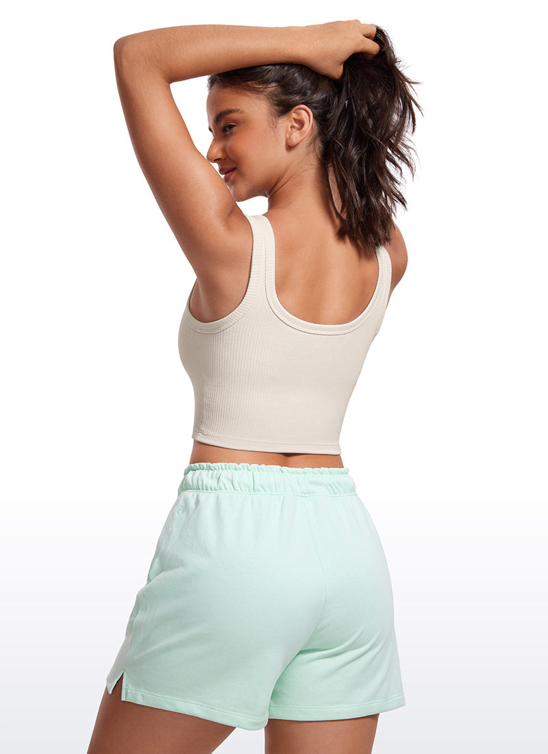 Ribbed U Neck Built in Bra Tank