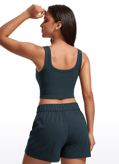 Ribbed U Neck Built in Bra Tank