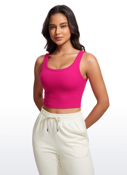 Ribbed U Neck Built in Bra Tank