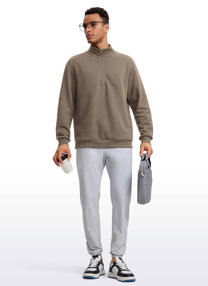 Fleece Lined Half Zip Sweatshirts Mock Neck