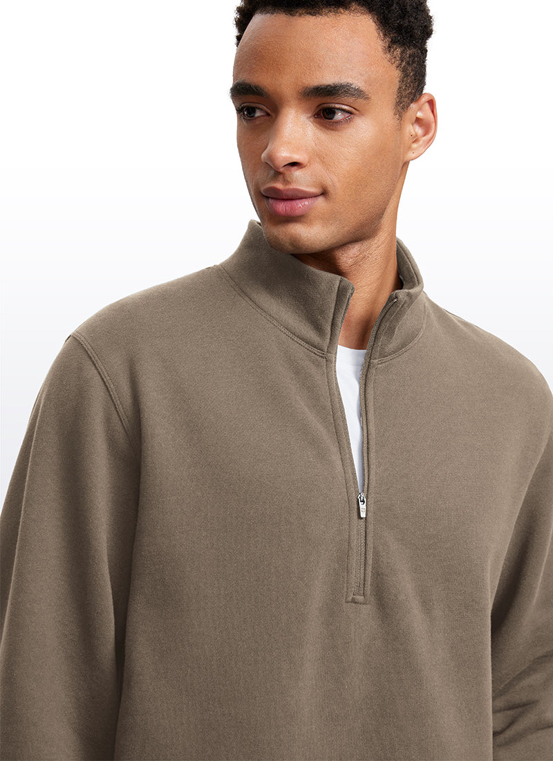 Fleece Lined Half Zip Sweatshirts Mock Neck