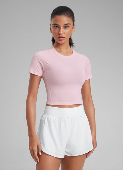 Seamless Crew Neck Cropped Short Sleeve