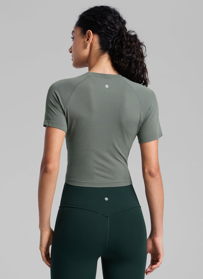 Seamless Crew Neck Cropped Short Sleeve