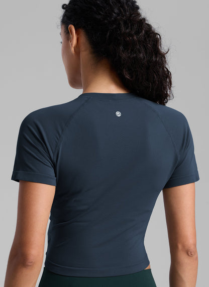 Seamless Crew Neck Cropped Short Sleeve