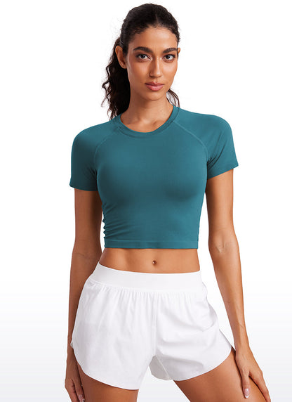Seamless Crew Neck Cropped Short Sleeve