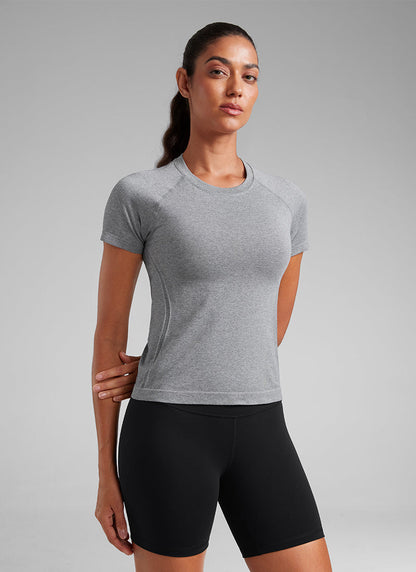 Seamless Waist Length Crewneck Short Sleeve