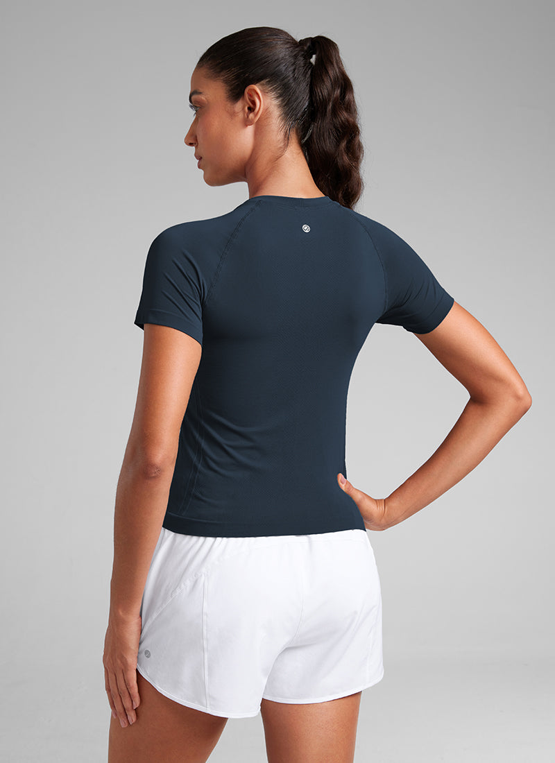 Seamless Waist Length Crewneck Short Sleeve