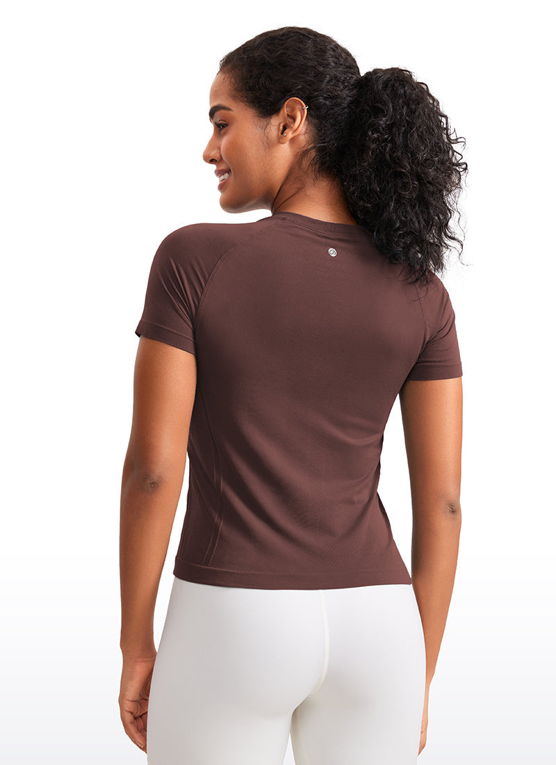 Seamless Waist Length Crewneck Short Sleeve
