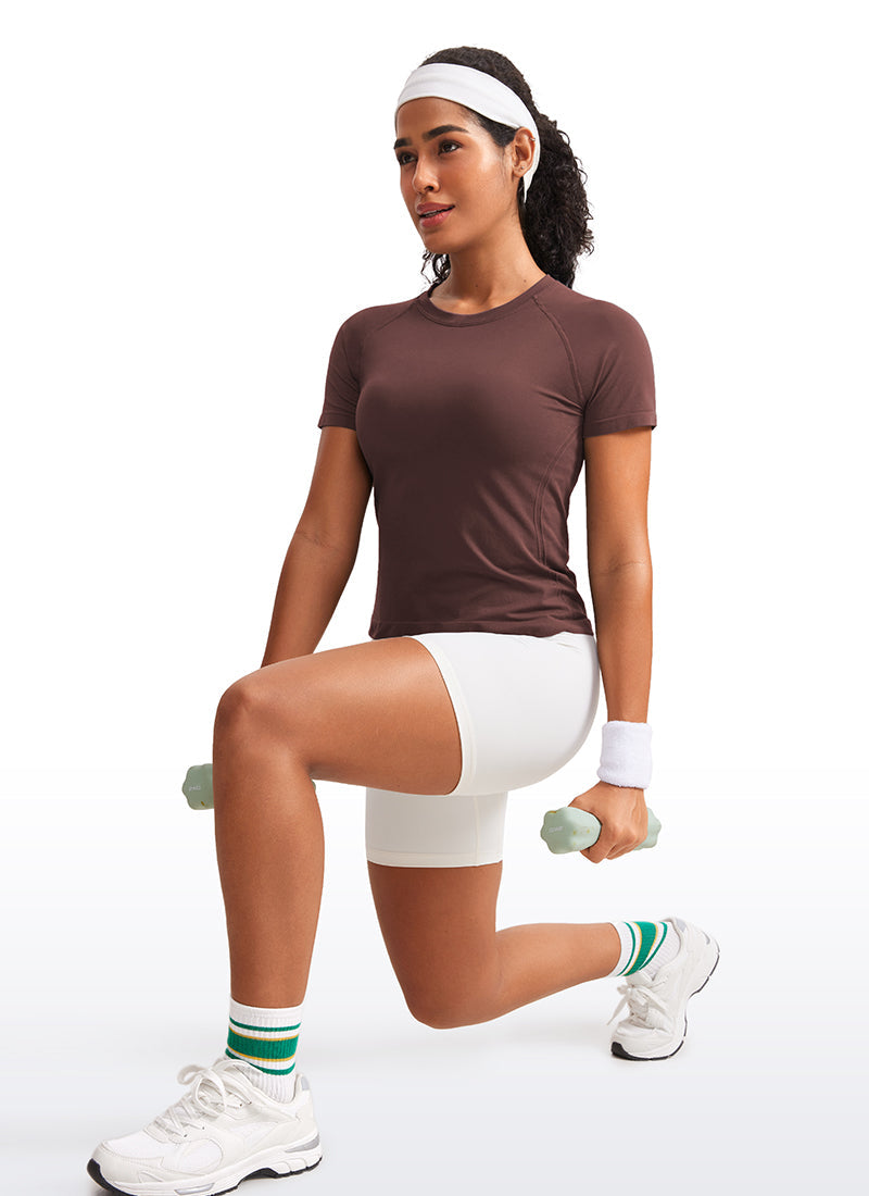 Seamless Waist Length Crewneck Short Sleeve