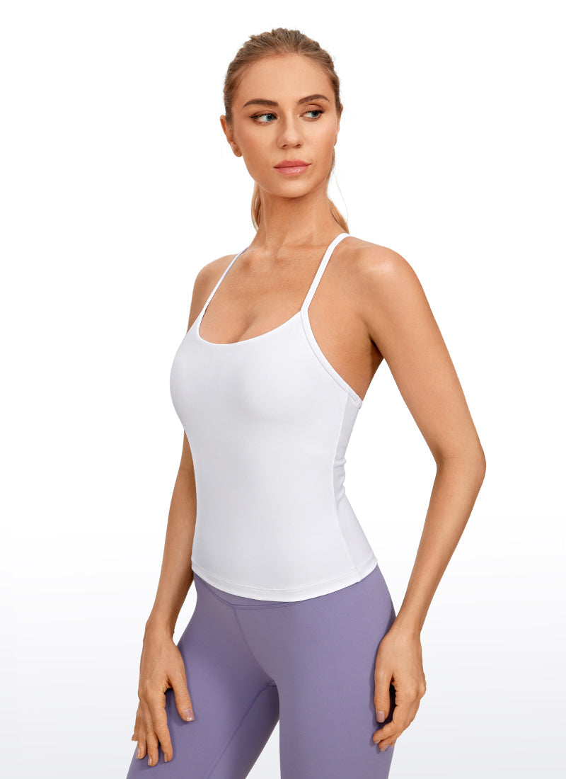 Butterluxe Waist Length Y Back Built in Bra Tank