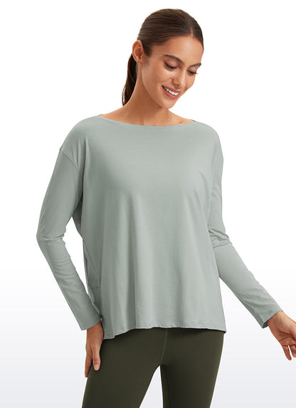 Pima Cotton Boat Neck Long Sleeve