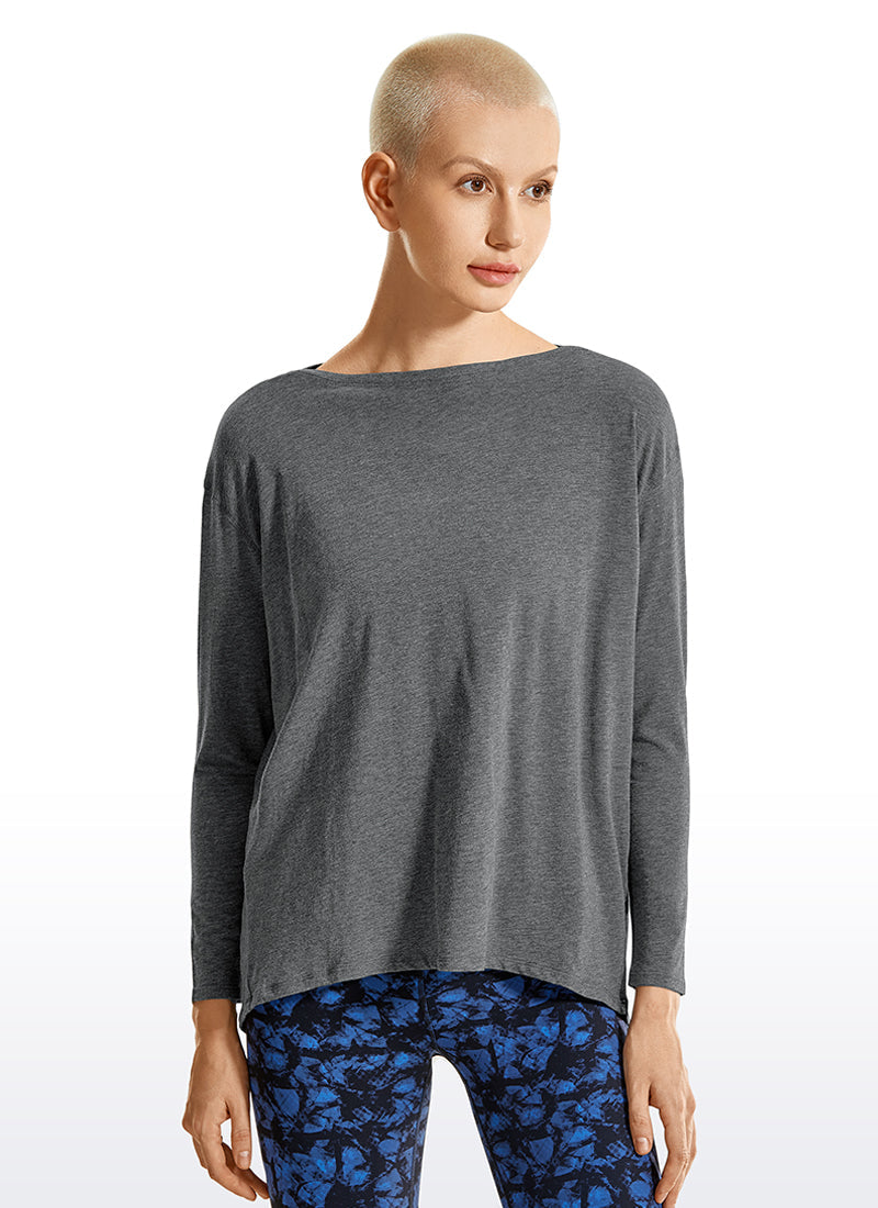 Pima Cotton Boat Neck Long Sleeve