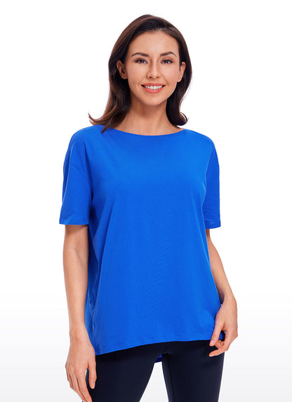 Pima Cotton Boat Neck Short Sleeve