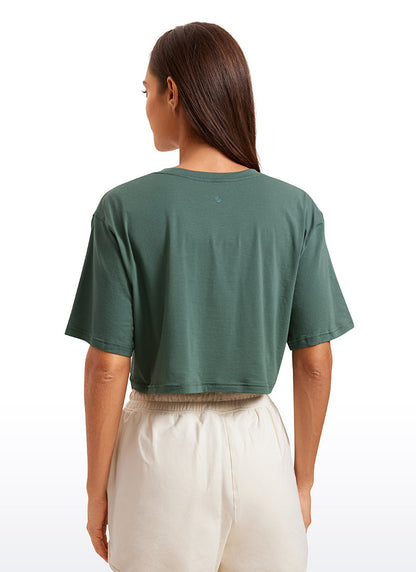 Pima Cotton Cropped Short Sleeve