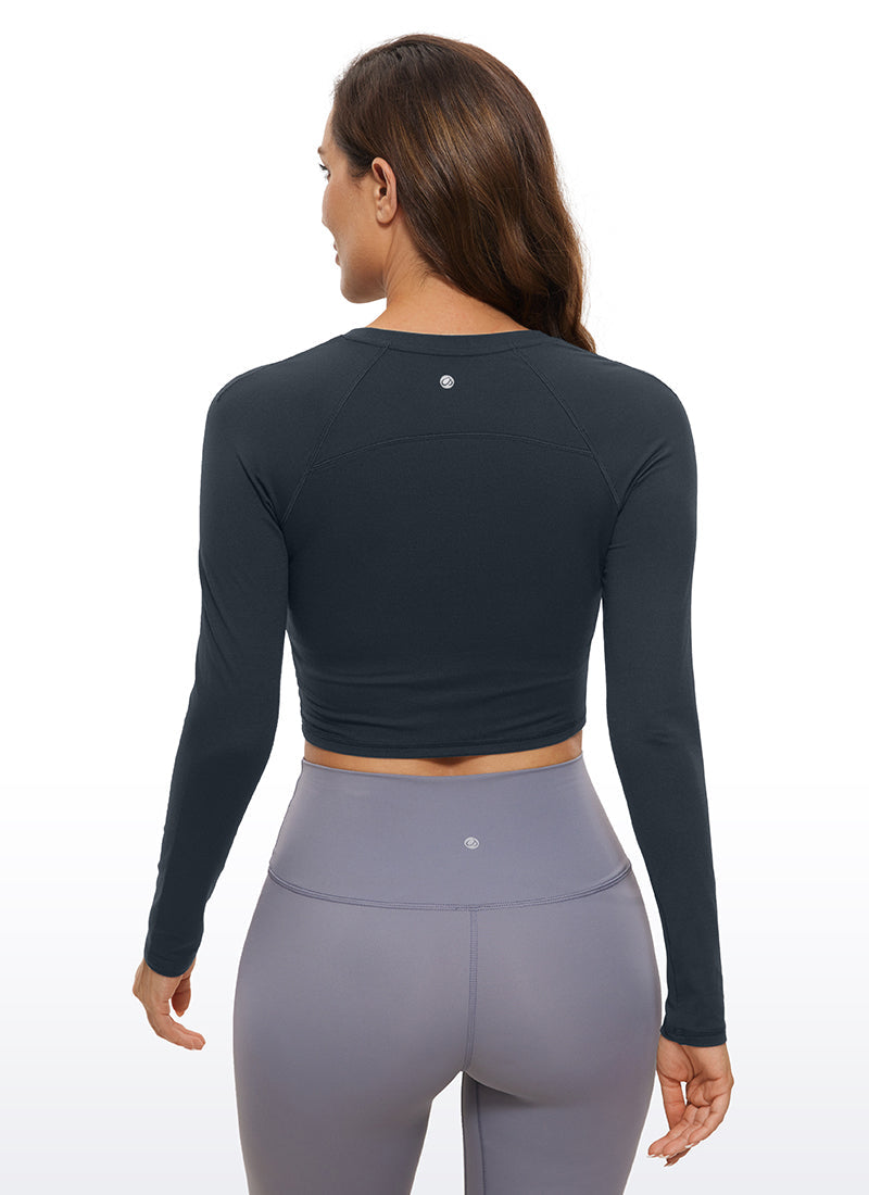 Brushed High Neck Cropped Long Sleeve