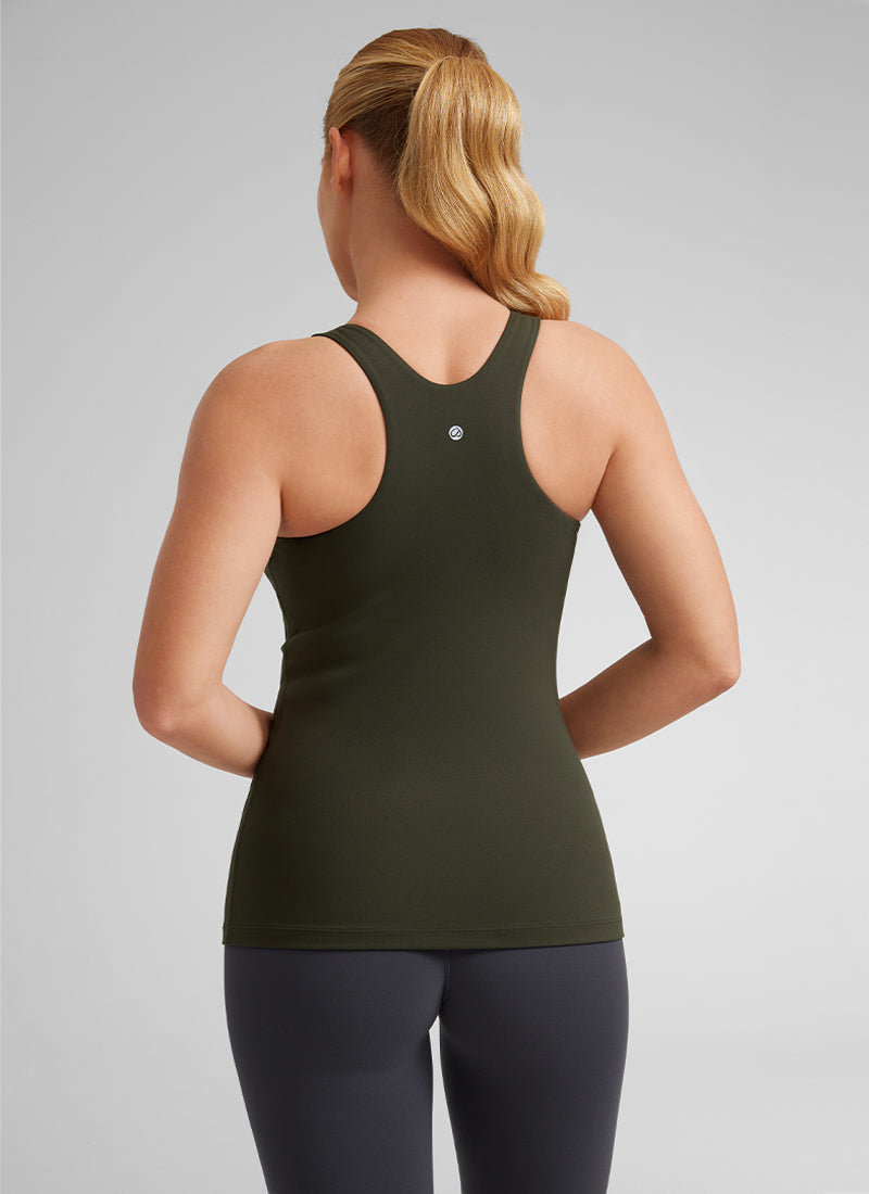 Butterluxe Hip Length Built-in Bra Tanks High Neck