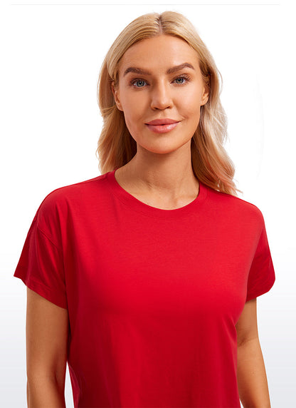 Pima Cotton Crew Neck Cropped Short Sleeve