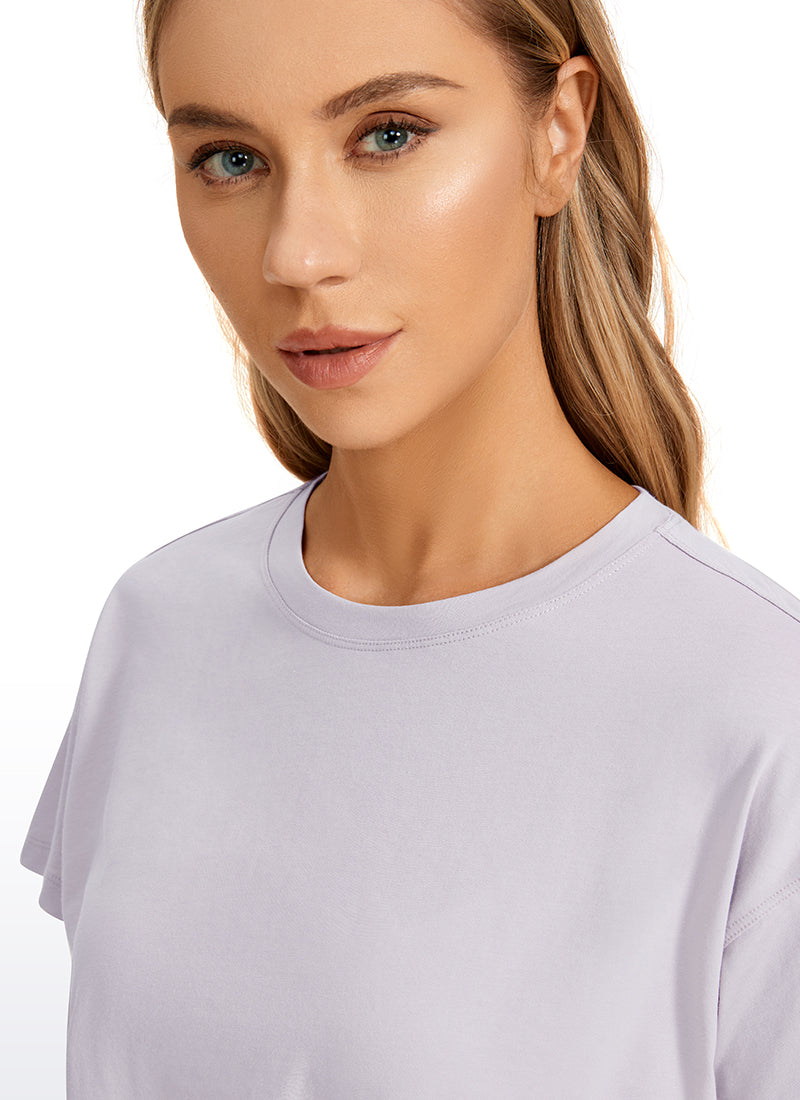 Pima Cotton Crew Neck Cropped Short Sleeve