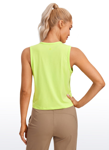 Pima Cotton High Neck Cropped Tank