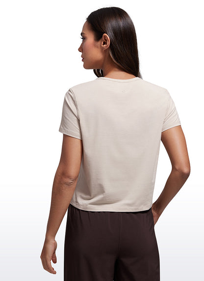 Pima Cotton Classic-Fit Cropped Short Sleeve