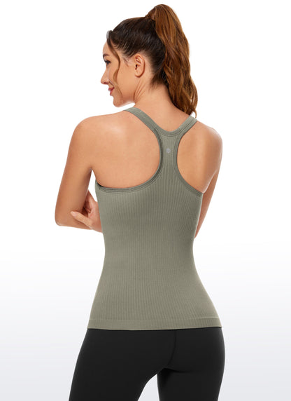 Seamless Racerback Ribbed Hip Length Tank