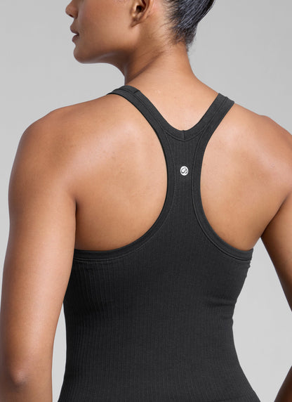 Seamless Racerback Built in Bra Ribbed Tank