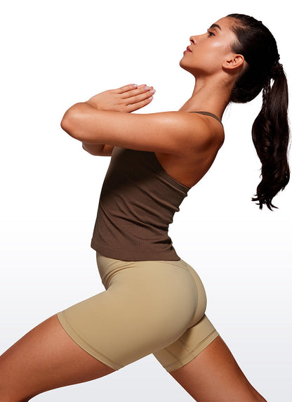 Seamless Racerback Built in Bra Ribbed Tank