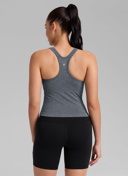 Seamless Racerback Built in Bra Ribbed Tank