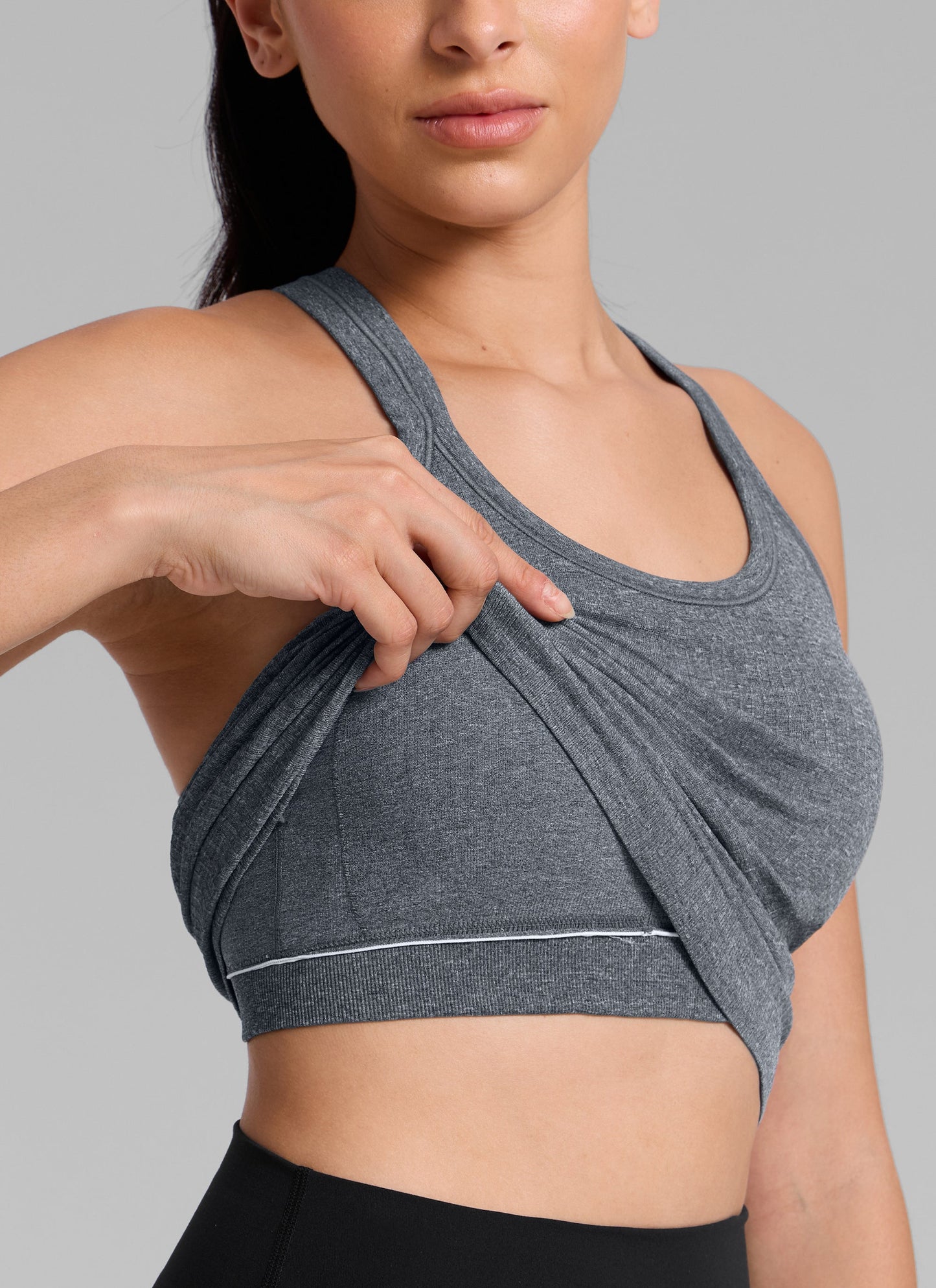 Seamless Racerback Built in Bra Ribbed Tank
