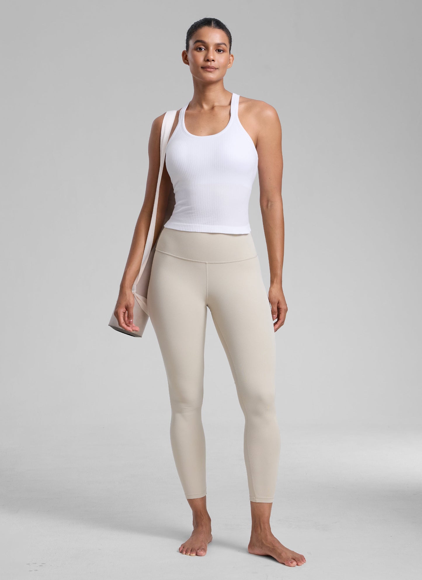 Seamless Racerback Built in Bra Ribbed Tank