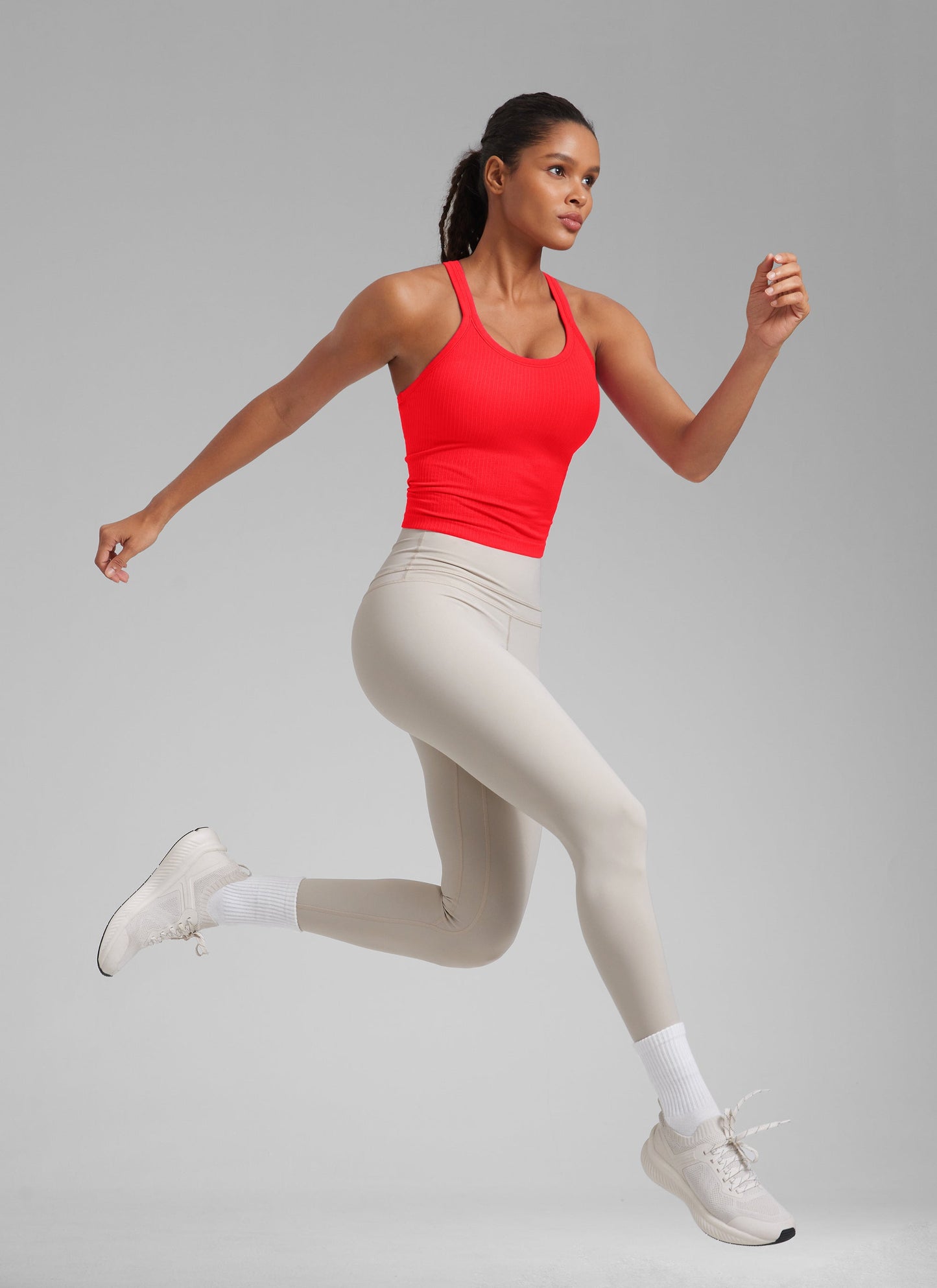 Seamless Racerback Built in Bra Ribbed Tank