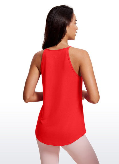 Hip Length High Neck Halter Tank