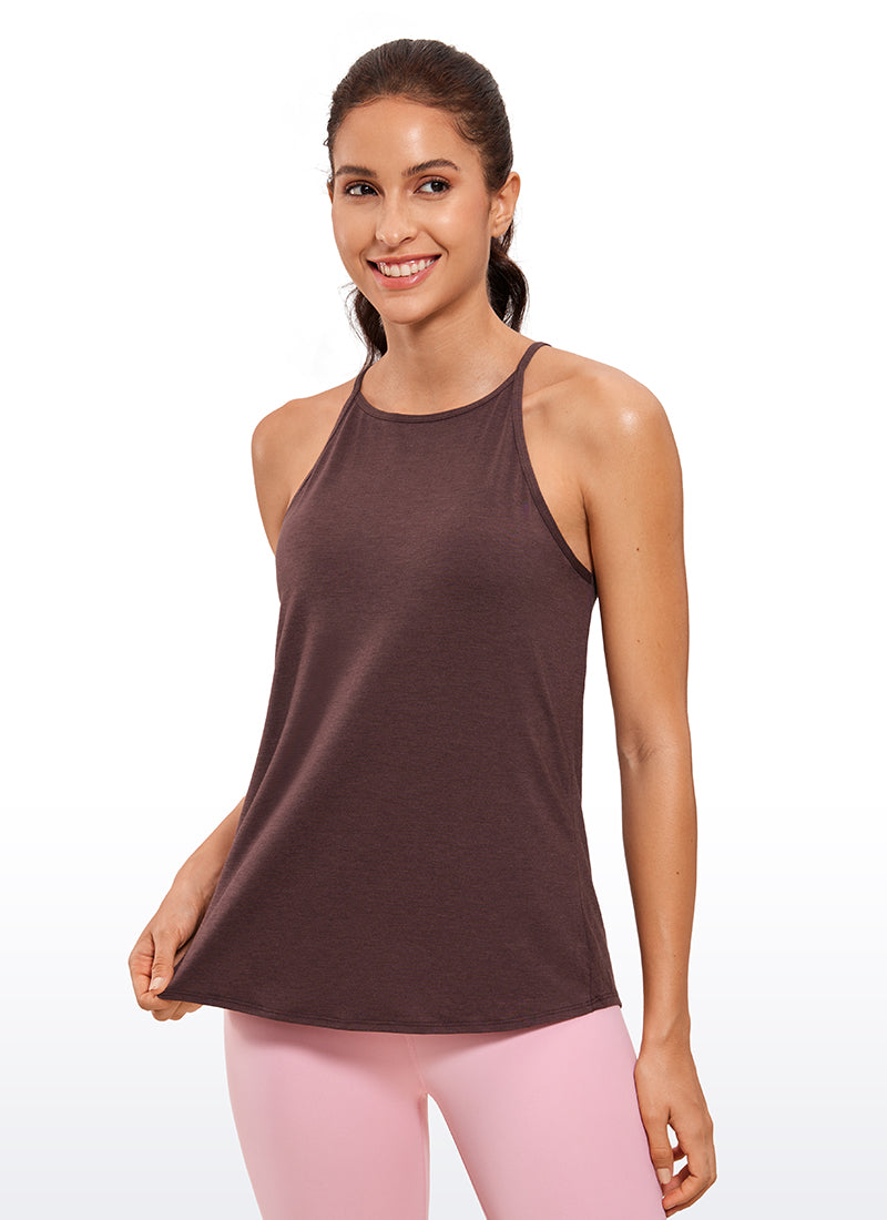 Hip Length High Neck Halter Tank