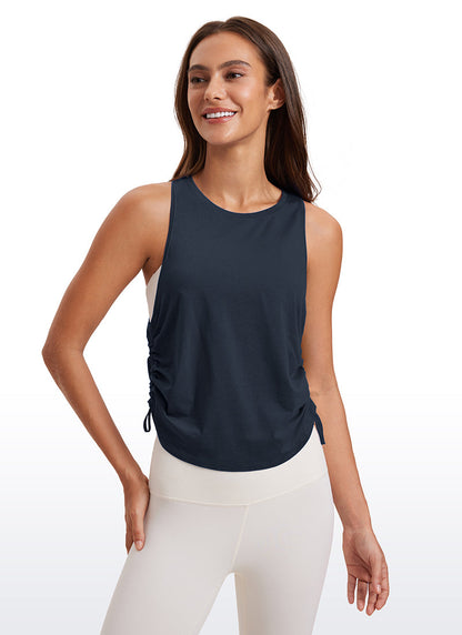 Pima Cotton Racerback Ruched Side Tank
