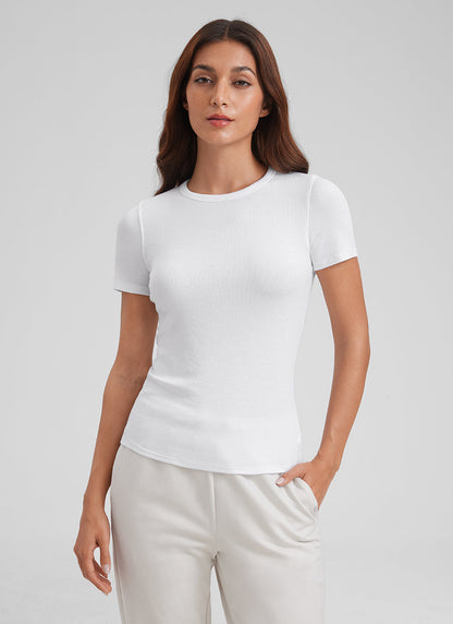 Modal Crew Neck Ribbed Short Sleeve