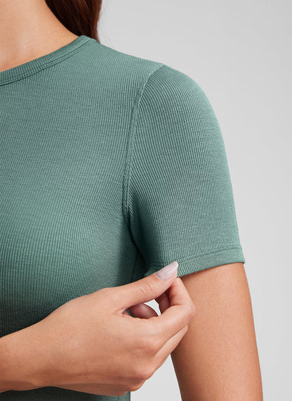 Modal Crew Neck Ribbed Short Sleeve