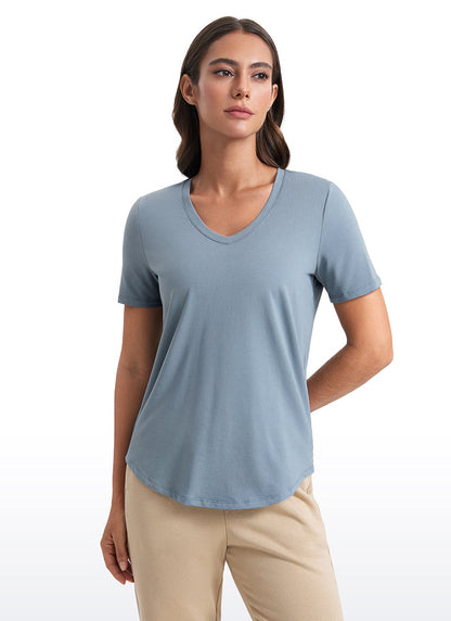 Pima Cotton Pro V Neck Short Sleeve