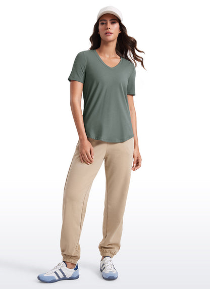 Pima Cotton Pro V Neck Short Sleeve