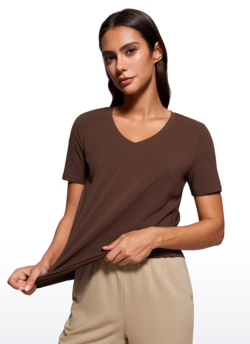 Pima Cotton Pro V Neck Short Sleeve