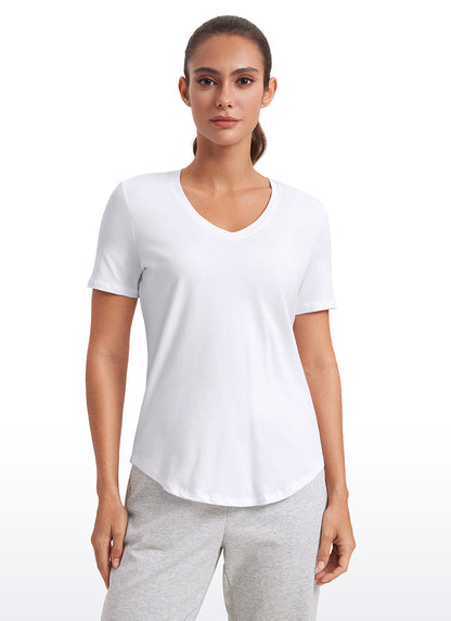 Pima Cotton Pro V Neck Short Sleeve