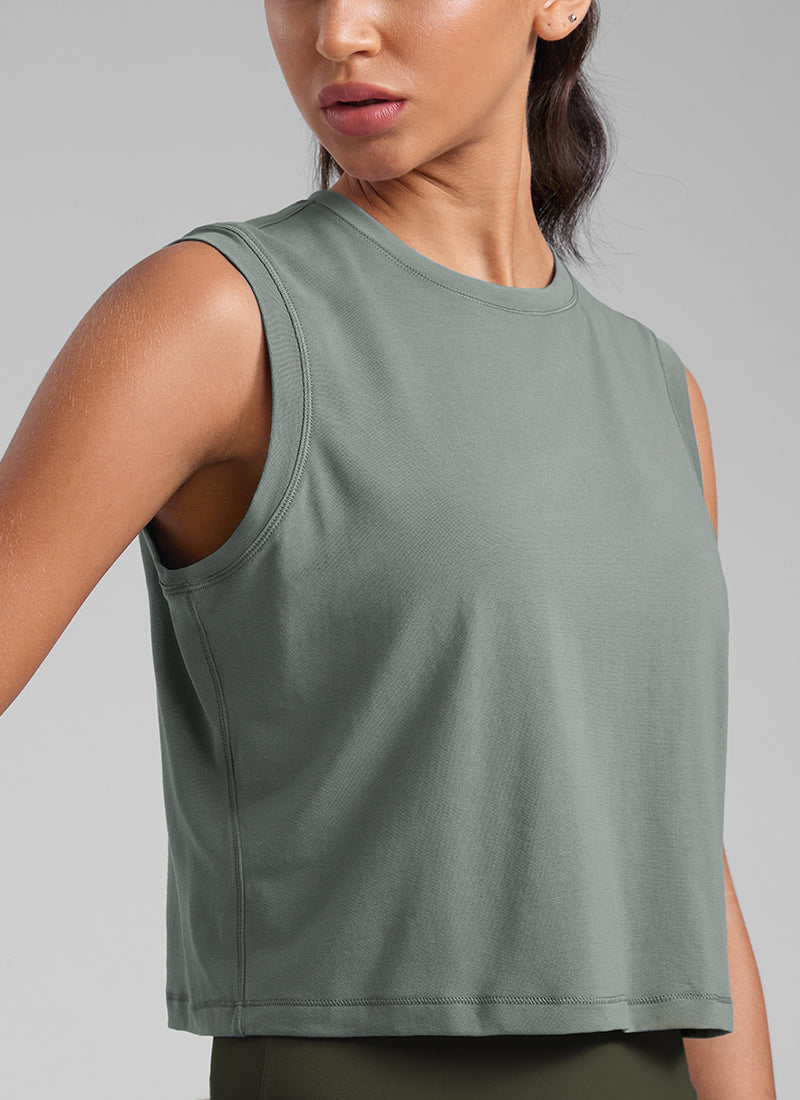 Poly Cotton-Blend Muscle Tank