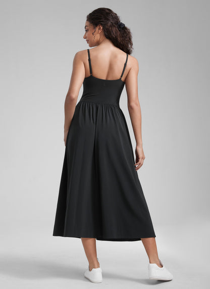 Square Neck Sleeveless Pocket Dress