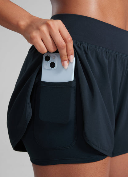 Feathery-Fit Soft 2 in 1  High-Rise Pocket Short 3"