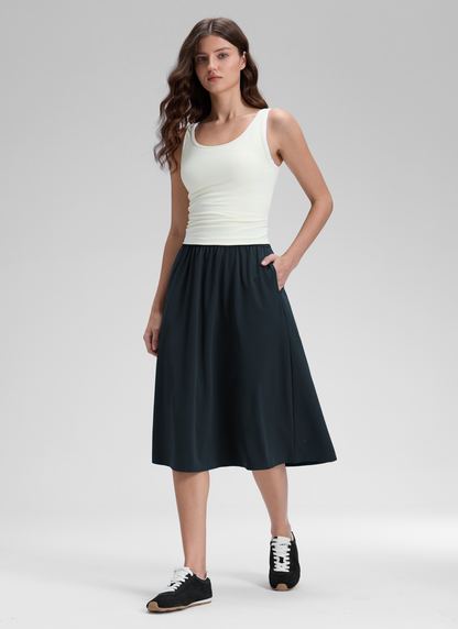 Feathery-Fit Stretchy Side Pocket Skirt