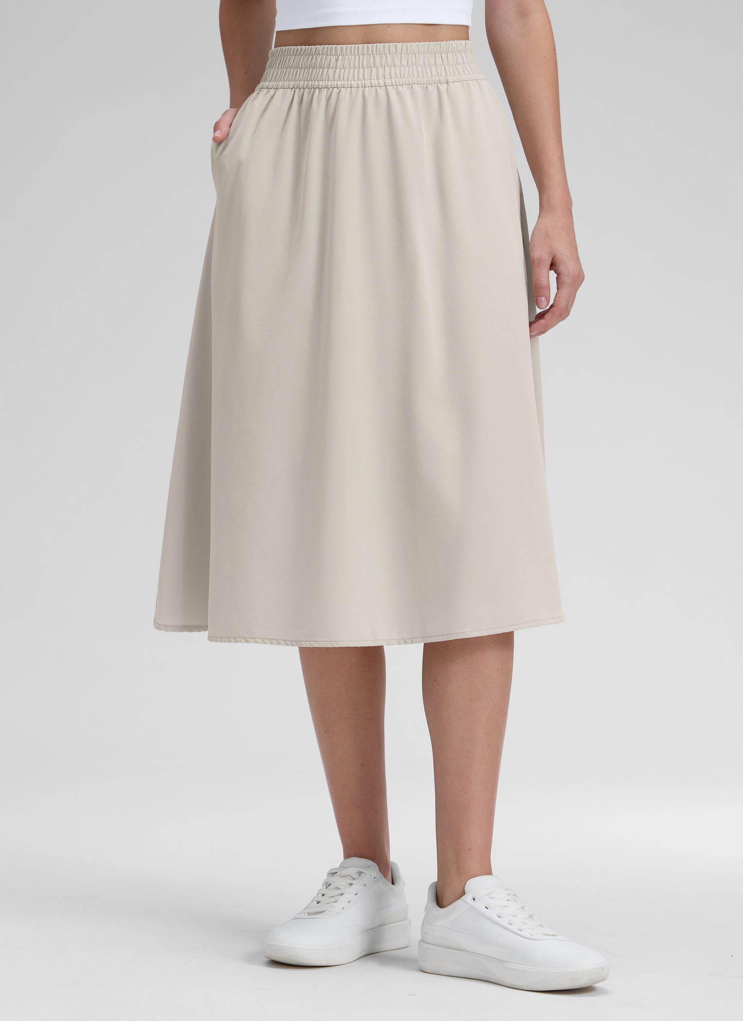 Feathery-Fit Stretchy Side Pocket Skirt